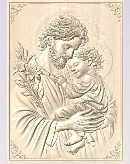 Joseph and baby Jesus, 3D STL Model, CNC Router Engraver, Artcam, Aspire ,3D printing