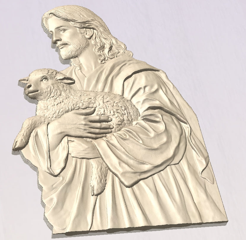 Jesus with lamb, 3D STL Model, CNC Router Engraver, Artcam, Aspire ,3D printing