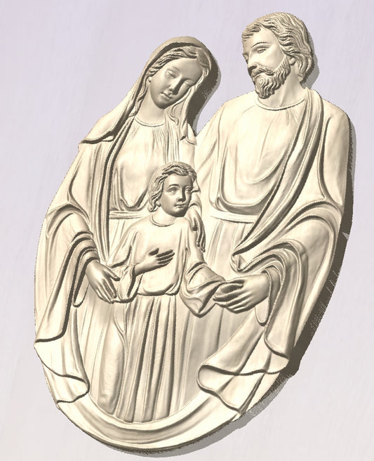 Holy family carving, 3D STL Model, CNC Router Engraver, Artcam, Aspire ,3D printing
