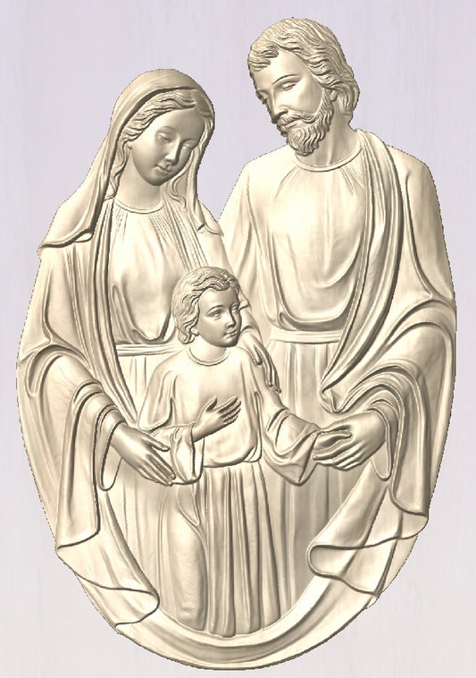 Holy family carving, 3D STL Model, CNC Router Engraver, Artcam, Aspire ,3D printing