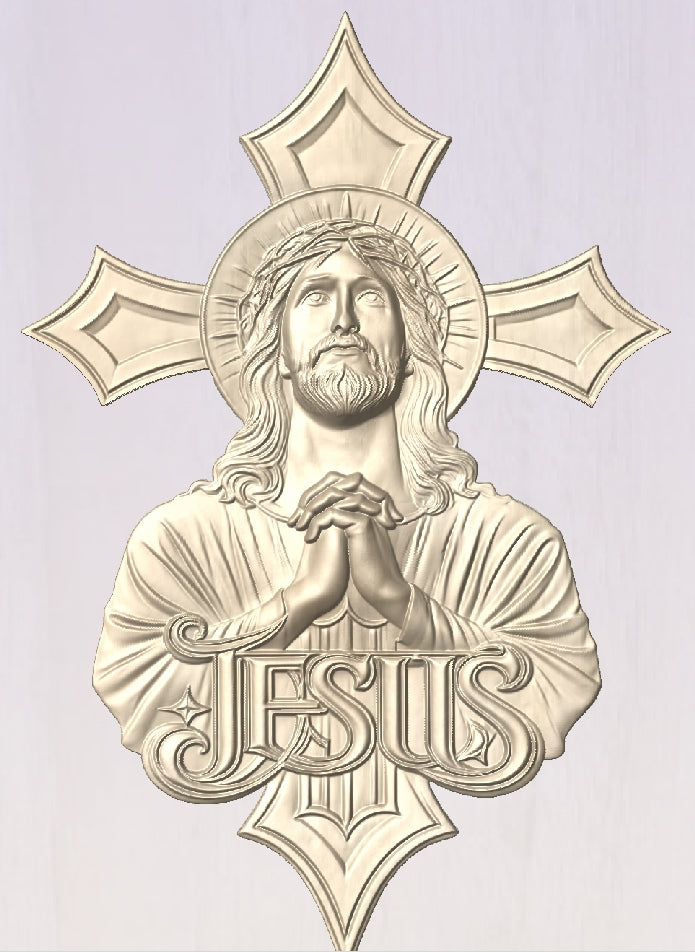 Jesus cross, 3D STL Model, CNC Router Engraver, Artcam, Aspire ,3D printing