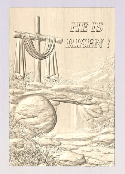 Empty tomb scene, 3D STL Model, CNC Router Engraver, Artcam, Aspire ,3D printing