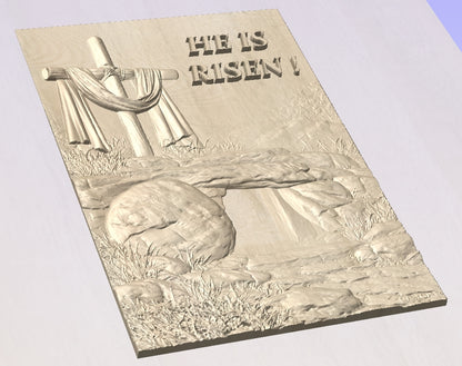 Empty tomb scene, 3D STL Model, CNC Router Engraver, Artcam, Aspire ,3D printing