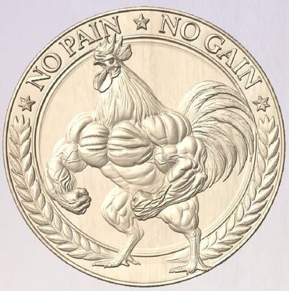 No pain no gain, 3D STL Model, CNC Router Engraver, Artcam, Aspire ,3D printing