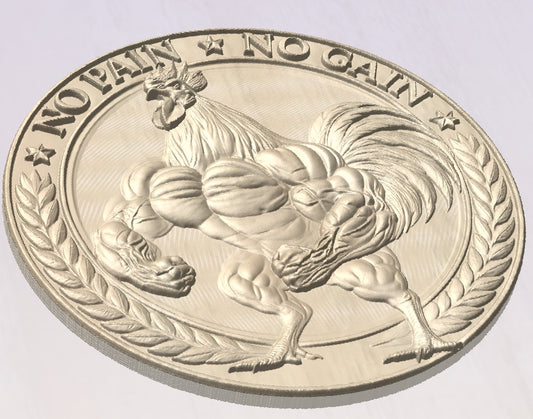 No pain no gain, 3D STL Model, CNC Router Engraver, Artcam, Aspire ,3D printing