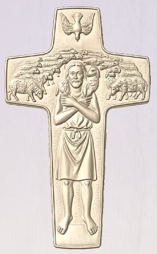 Good shepherd cross Pope Francis, 3D STL Model, CNC Router Engraver, Artcam, Aspire ,3D printing
