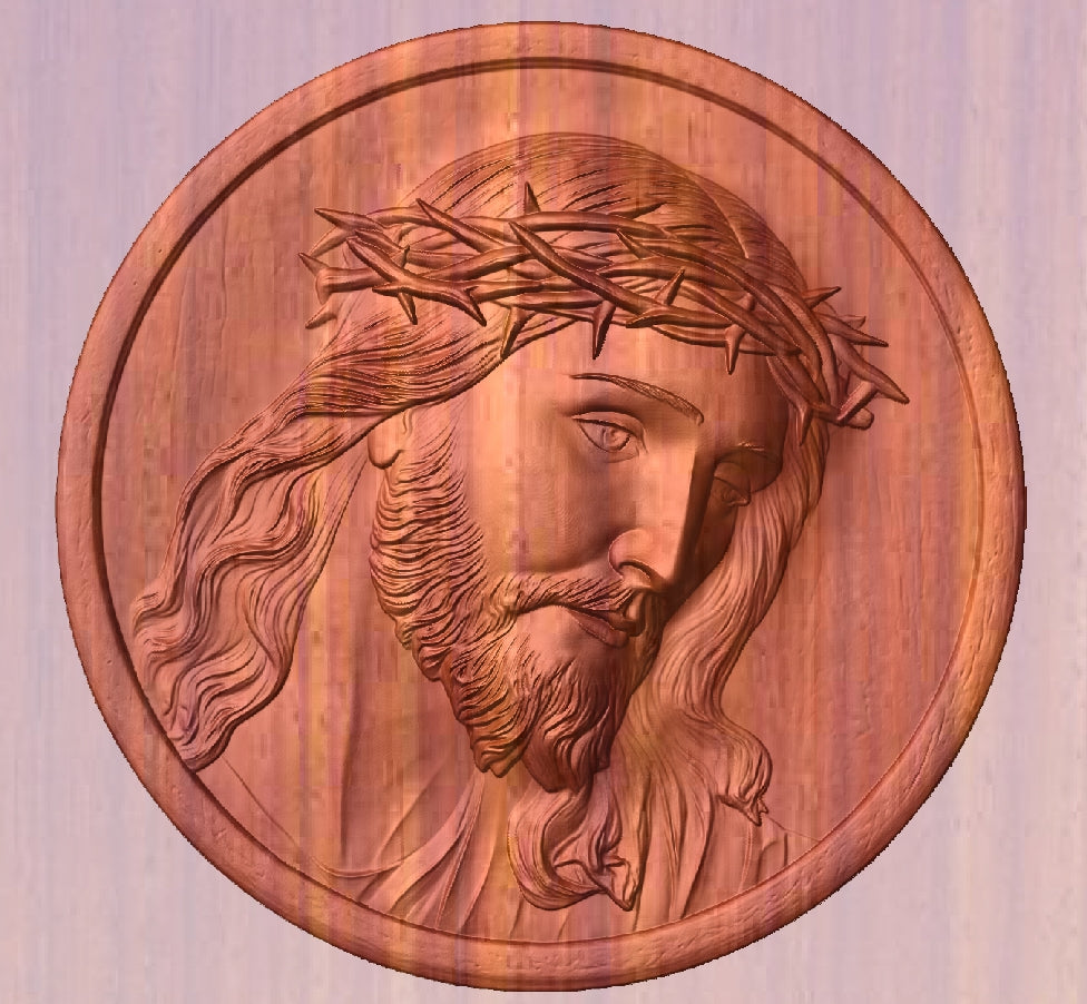 Jesus portrait carving, 3D STL Model, CNC Router Engraver, Artcam, Aspire ,3D printing