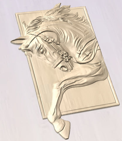 Horse bas-relief carving, 3D STL Model, CNC Router Engraver, Artcam, Aspire ,3D printing