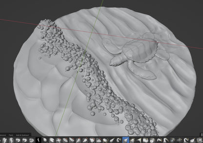 Baby sea turtle, 3D STL Model, CNC Router Engraver, Artcam, Aspire ,3D printing
