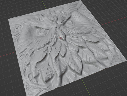 Owl relief, 3D STL Model, CNC Router Engraver, Artcam, Aspire ,3D printing