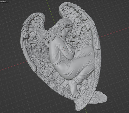Girl in wings, 3D STL Model, CNC Router Engraver, Artcam, Aspire ,3D printing