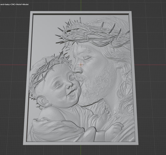 Jesus and child, 3D STL Model, CNC Router Engraver, Artcam, Aspire ,3D printing