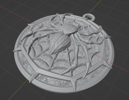 Spider medallion, 3D STL Model, CNC Router Engraver, Artcam, Aspire ,3D printing