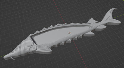 Sturgeon fish tray, 3D STL Model, CNC Router Engraver, Artcam, Aspire ,3D printing