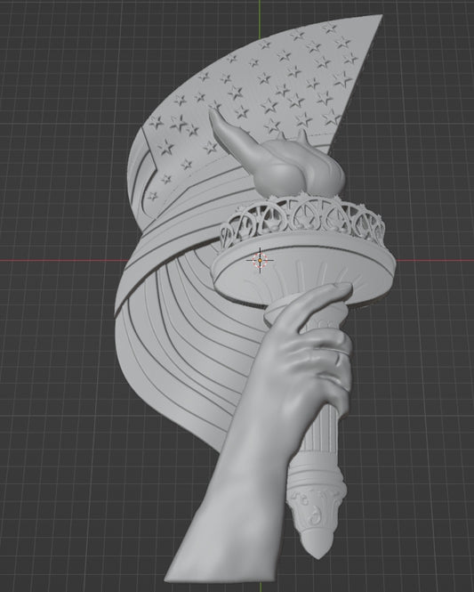 Flag and Liberty, 3D STL Model, CNC Router Engraver, Artcam, Aspire ,3D printing