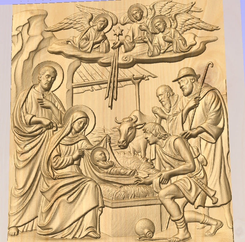 Nativity scene 3, 3D STL Model, CNC Router Engraver, Artcam, Aspire ,3D printing