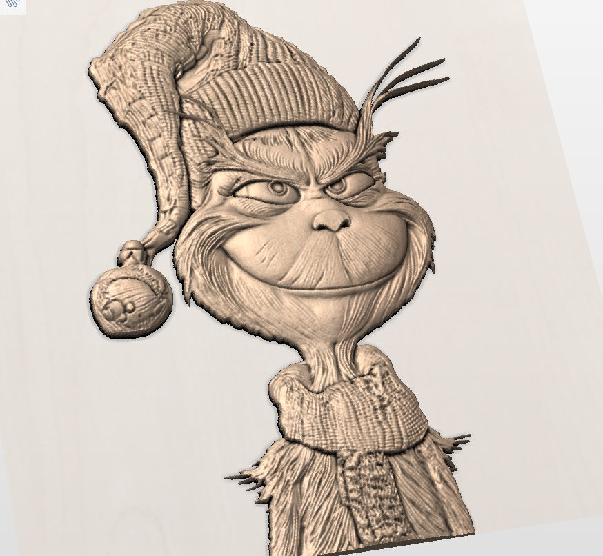 Grinch, 3D STL Model, CNC Router Engraver, Artcam, Aspire ,3D printing
