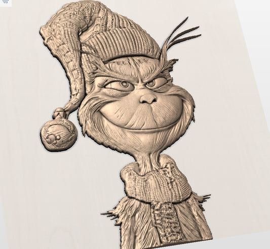 Grinch, 3D STL Model, CNC Router Engraver, Artcam, Aspire ,3D printing