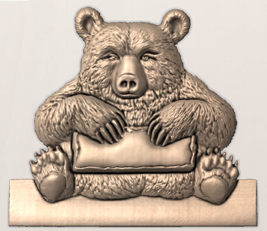 Bear with pillow, 3D STL Model, CNC Router Engraver, Artcam, Aspire ,3D printing