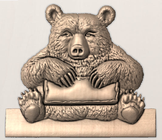 Bear with pillow, 3D STL Model, CNC Router Engraver, Artcam, Aspire ,3D printing
