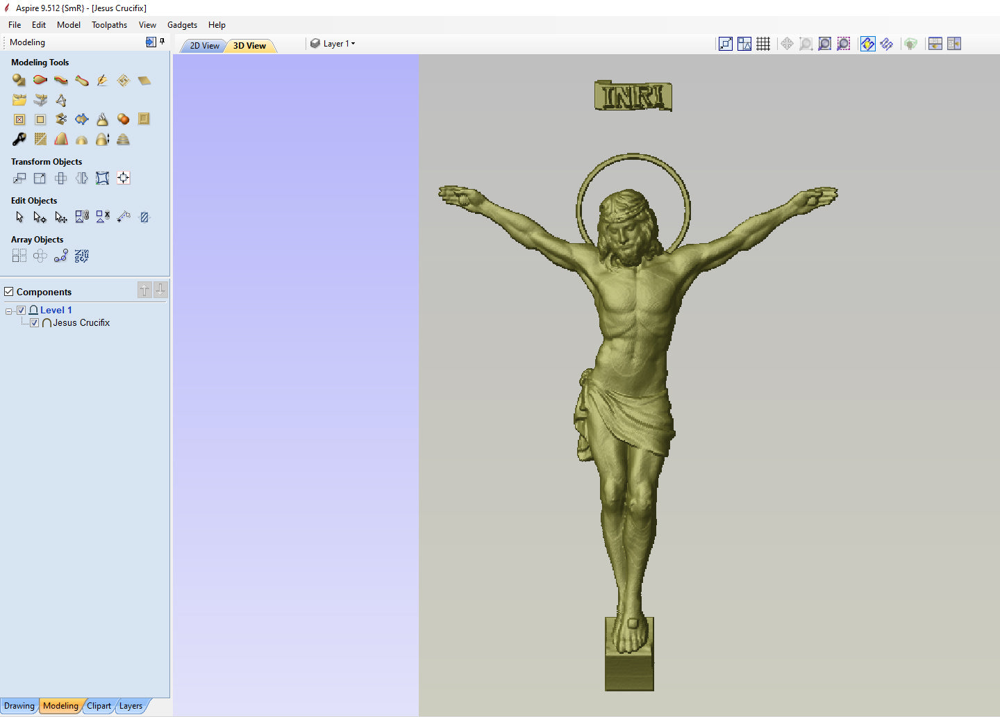 Crucifix, 3D STL Model, CNC Router Engraver, Artcam, Aspire ,3D printing