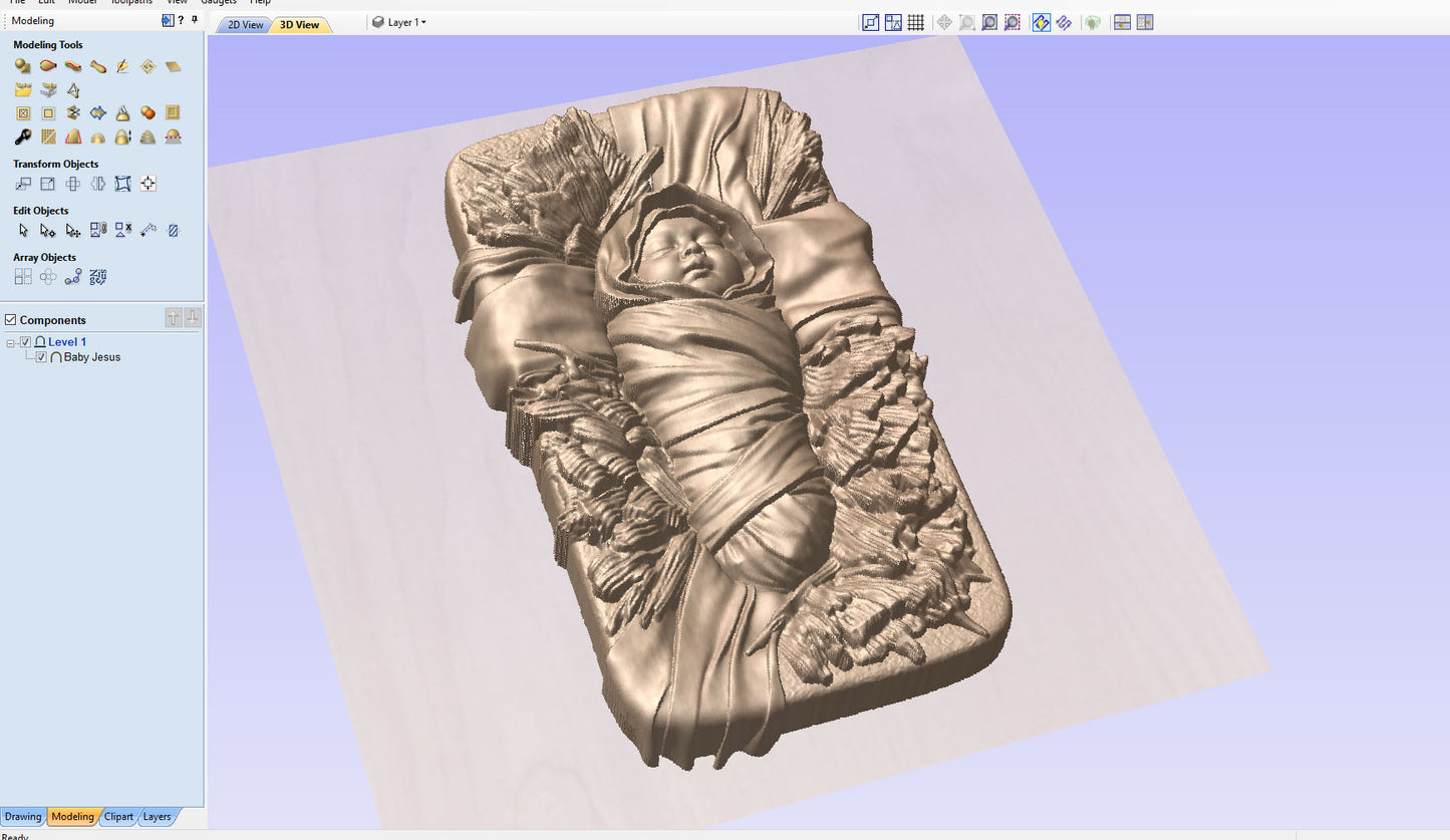 Baby Jesus, 3D STL Model, CNC Router Engraver, Artcam, Aspire ,3D printing