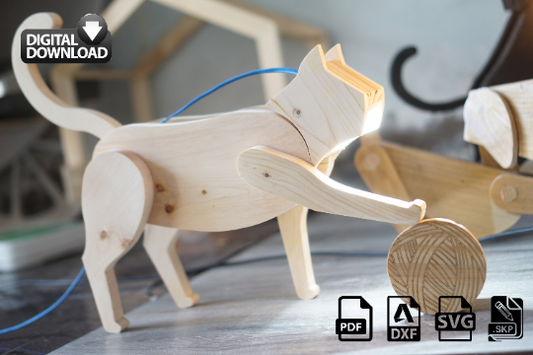 Cat lamp design file, printable template ,laser cut ,CNC - LoyocaWorkshop