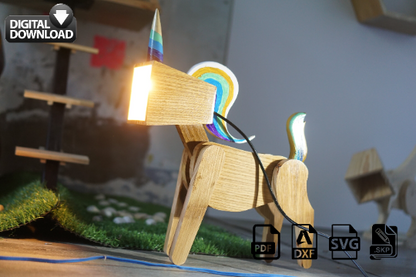 Unicorn lamp design file, printable template ,laser cut ,CNC - LoyocaWorkshop