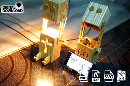 Robot lamp design file, printable template ,laser cut ,CNC - LoyocaWorkshop