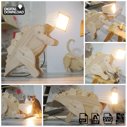 Stegosaurus lamp design file, printable template ,laser cut ,CNC - LoyocaWorkshop