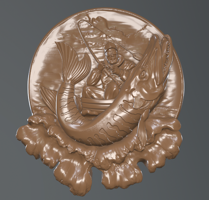 Fisherman, 3D STL Model, CNC Router Engraver, Artcam, Aspire