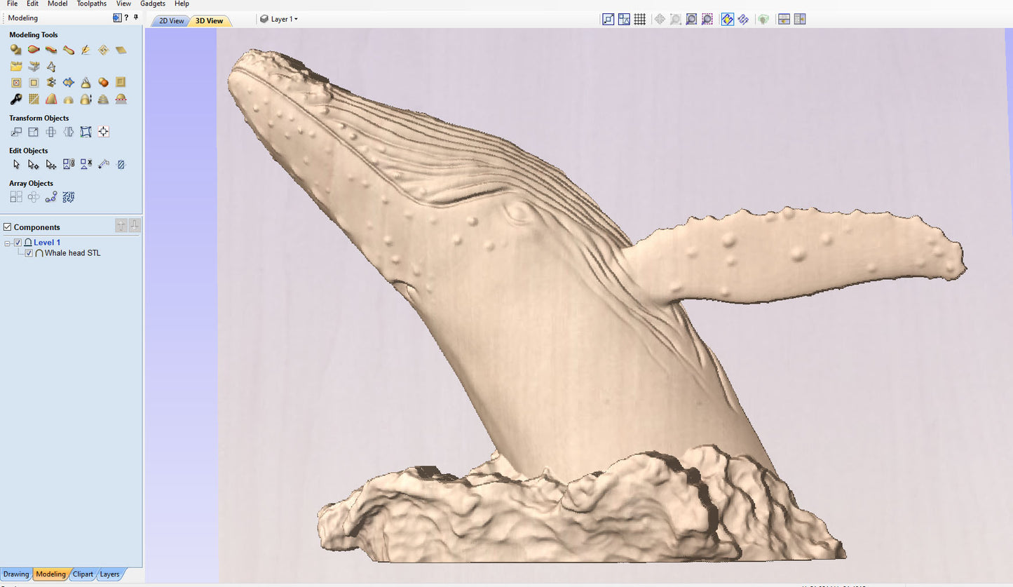 Whale Jumping, 3D STL Model, CNC Router Engraver, Artcam, Aspire ,3D printing