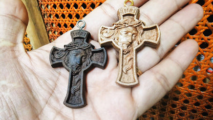 Jesus face on crucifix and the round base, 3D STL Model, CNC Router Engraver, Artcam, Aspire