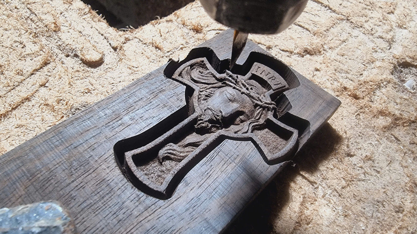 Jesus face on crucifix, 3D STL Model, CNC Router Engraver, Artcam, Aspire