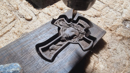 Jesus face on crucifix and the round base, 3D STL Model, CNC Router Engraver, Artcam, Aspire