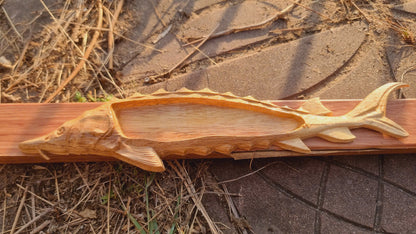 Sturgeon fish tray, 3D STL Model, CNC Router Engraver, Artcam, Aspire ,3D printing