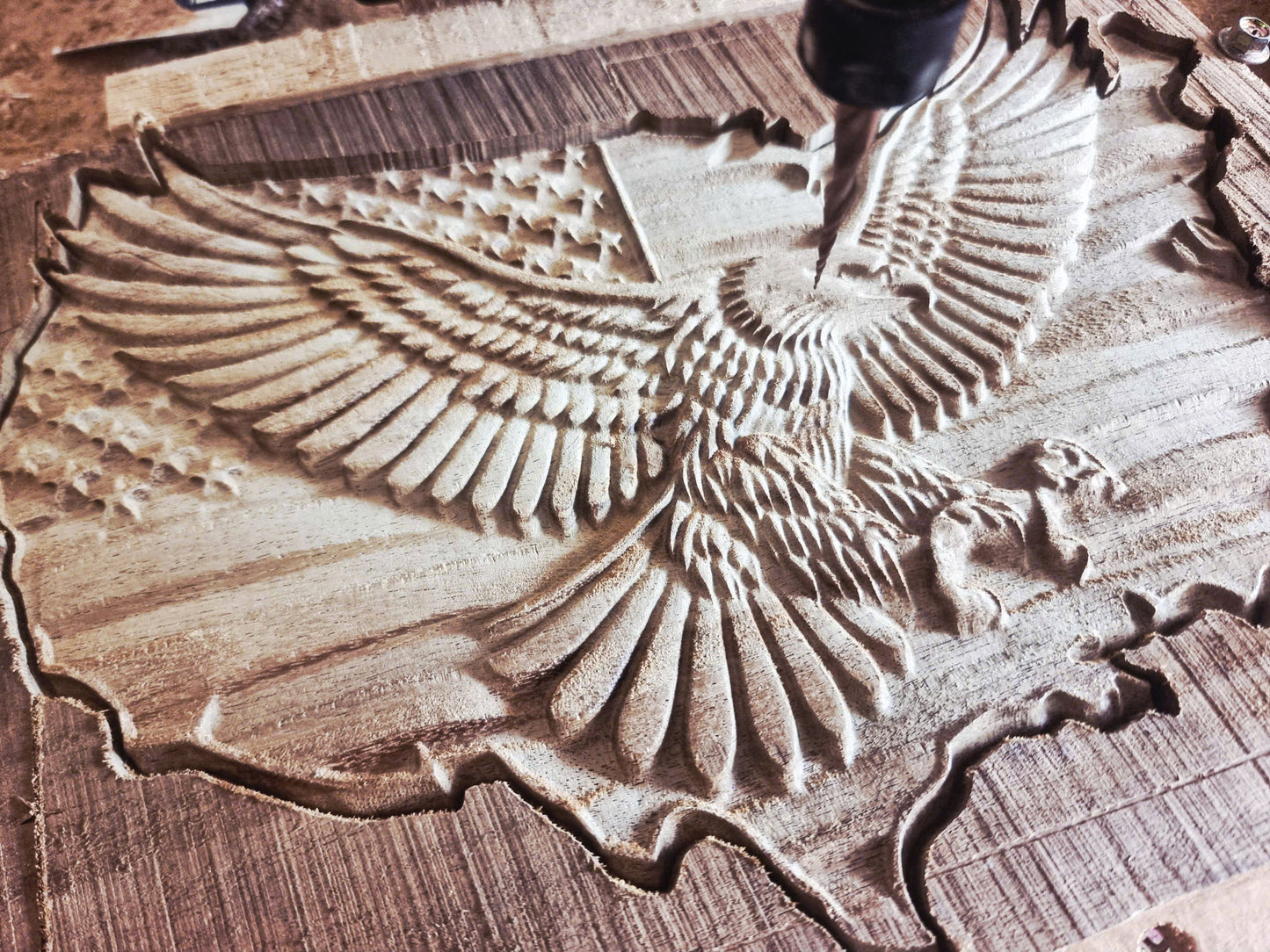 Eagle and US flag, 3D STL Model, CNC Router Engraver, Artcam, Aspire ,3D printing