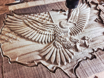 Eagle and US flag, 3D STL Model, CNC Router Engraver, Artcam, Aspire ,3D printing