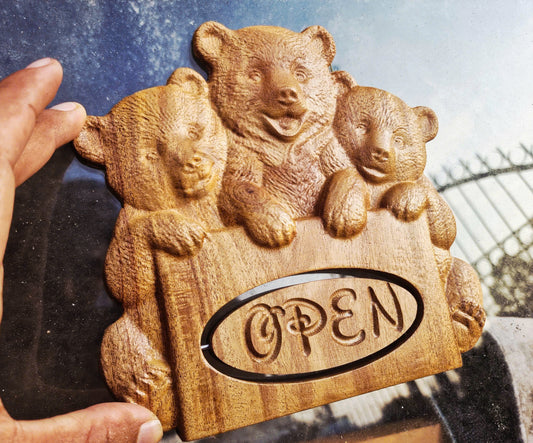 Baby bears with sign, 3D STL Model, CNC Router Engraver, Artcam, Aspire ,3D printing