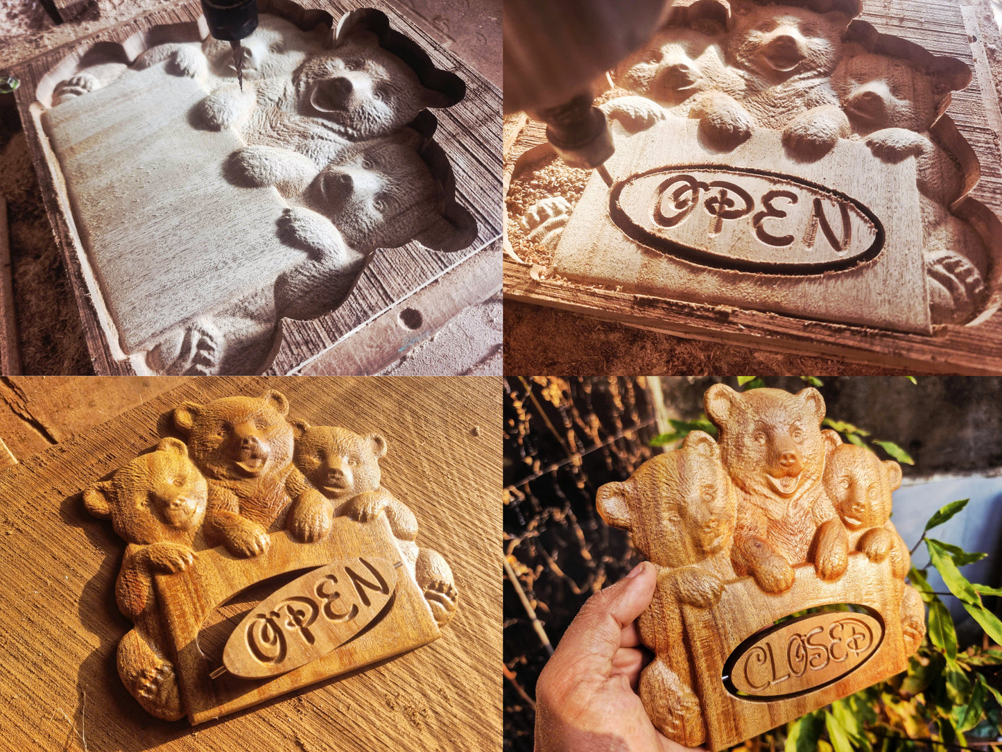 Baby bears with sign, 3D STL Model, CNC Router Engraver, Artcam, Aspire ,3D printing